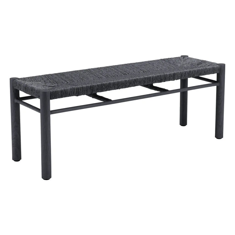 48" Black Metal and Wicker Bench Homeroots Living Room