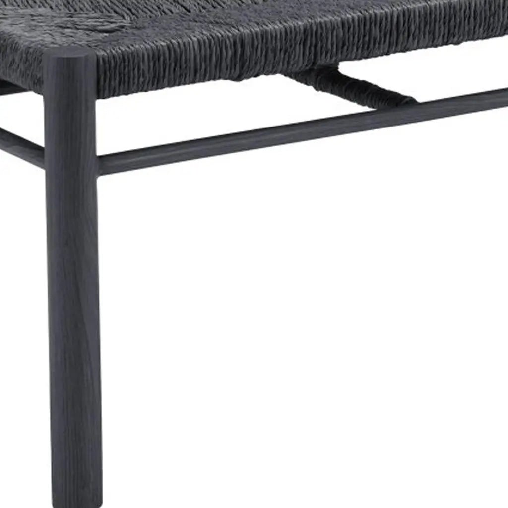 48" Black Metal and Wicker Bench Homeroots Living Room