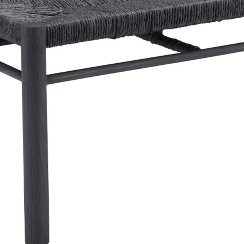48" Black Metal and Wicker Bench Homeroots Living Room