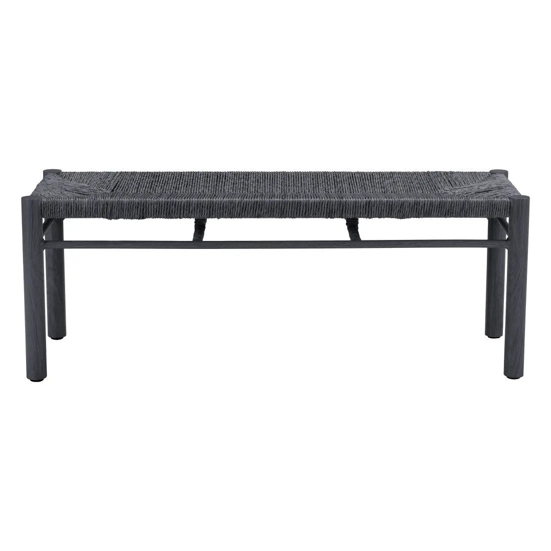 48" Black Metal and Wicker Bench Homeroots Living Room
