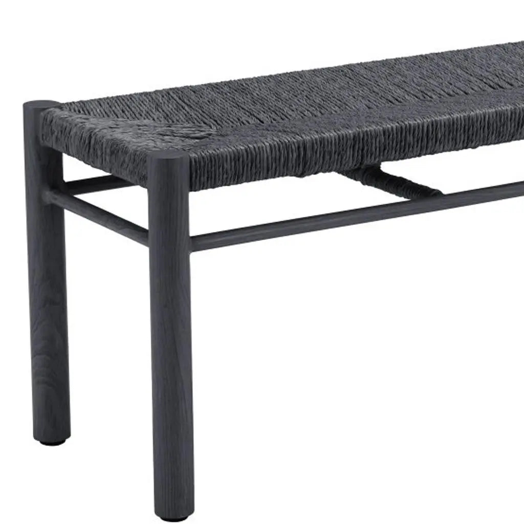 48" Black Metal and Wicker Bench Homeroots Living Room