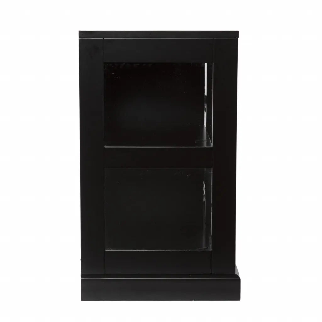 48" Black Sideboard with Two Glass Sliding Doors Homeroots Kitchen & Dining