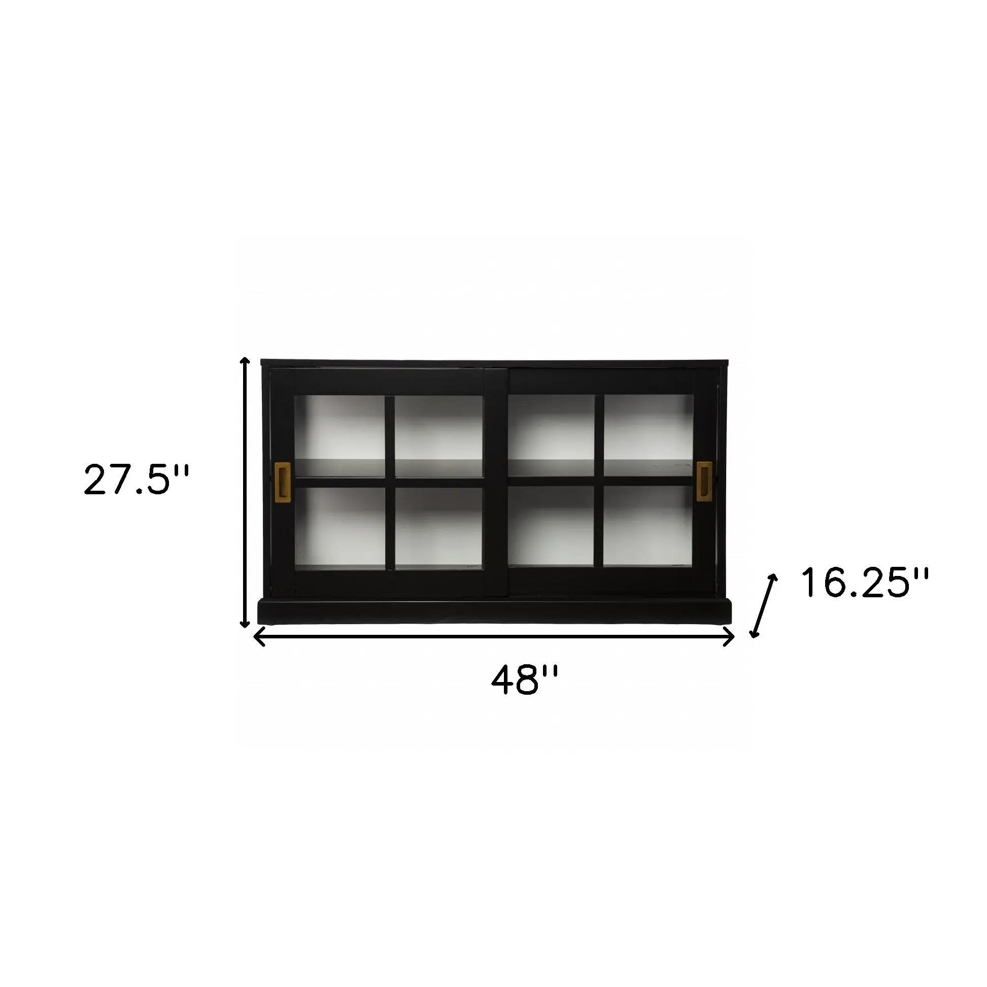 48" Black Sideboard with Two Glass Sliding Doors Homeroots Kitchen & Dining