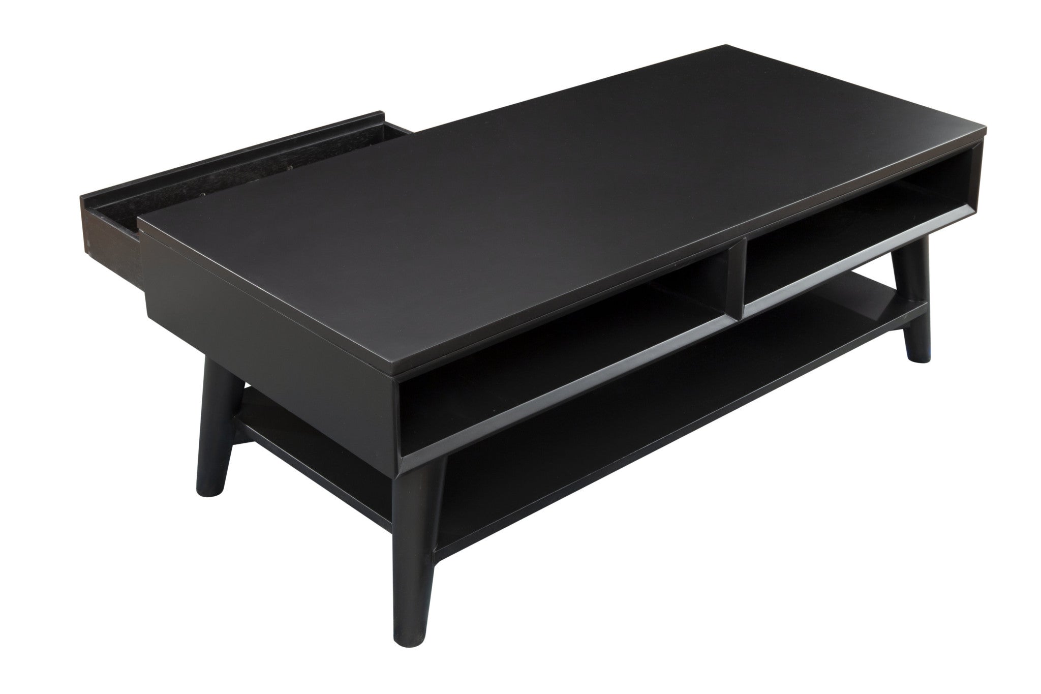 48" Black Solid And Manufactured Wood Coffee Table With Drawer - GreatEagleInc