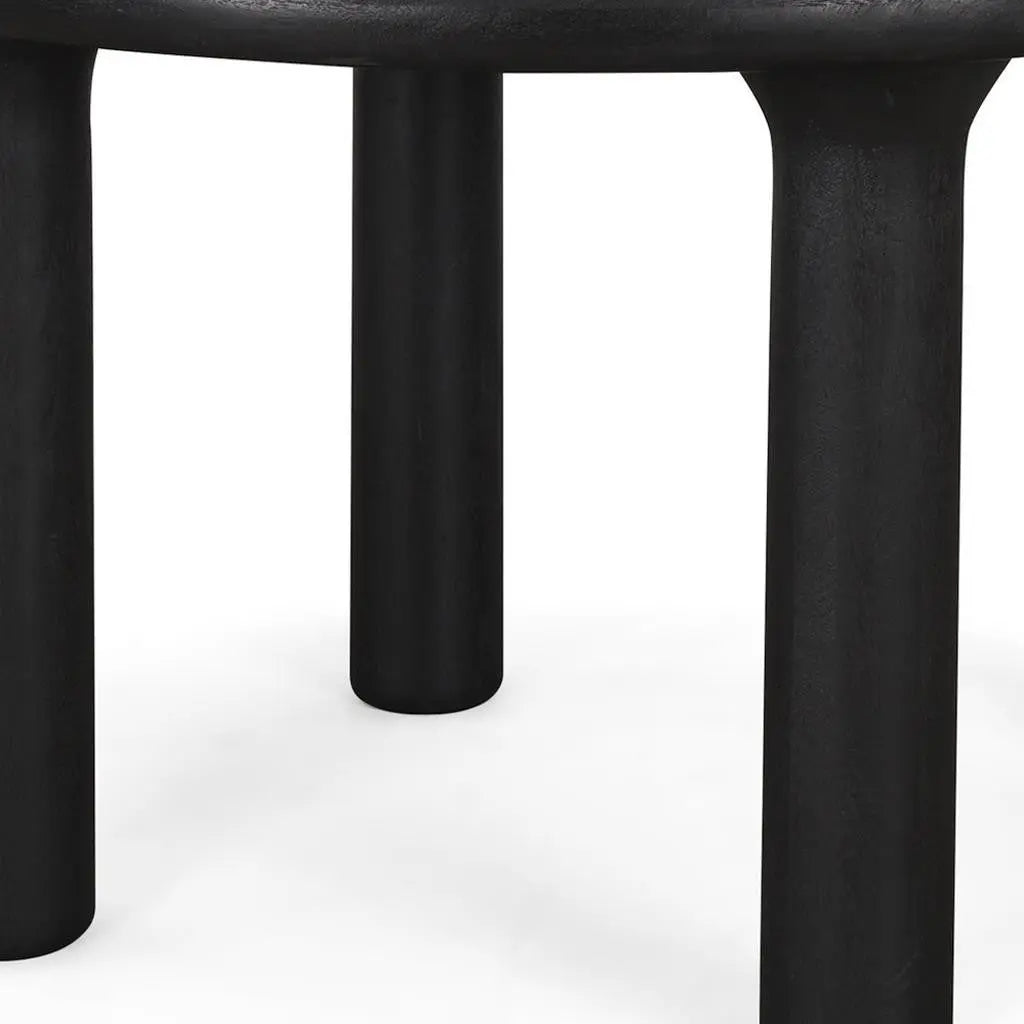48" Black Solid Wood Round Top Dining Table Homeroots Kitchen & Dining