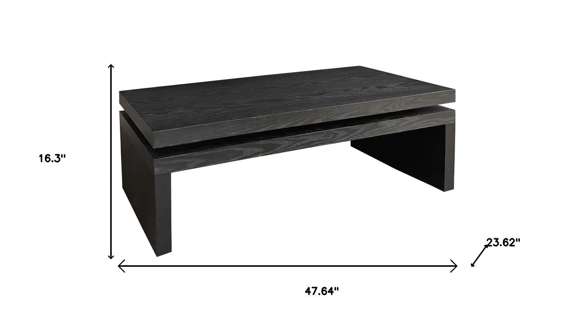 48" Black Wood Floating Frame Coffee Table Homeroots Living Room