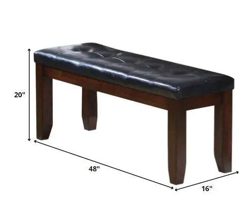 48" Black and Brown Upholstered PU Leather Bench Homeroots Living Room