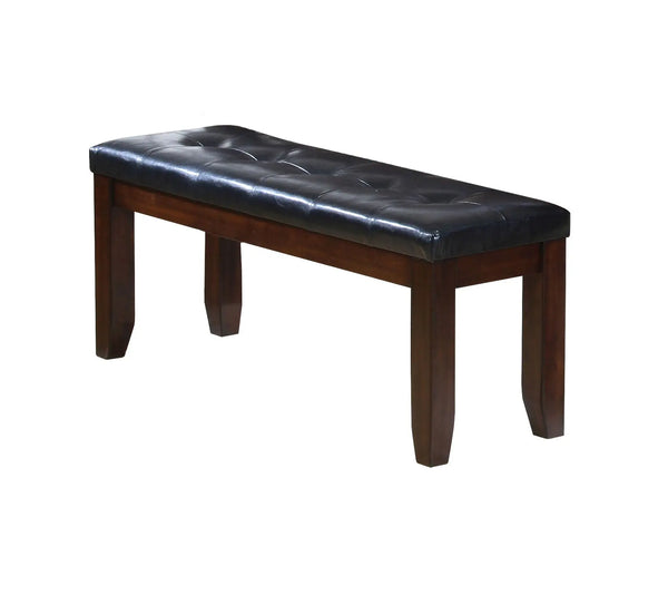 48" Black and Espresso Faux Leather and Wood Upholstered Bench - GreatEagleInc