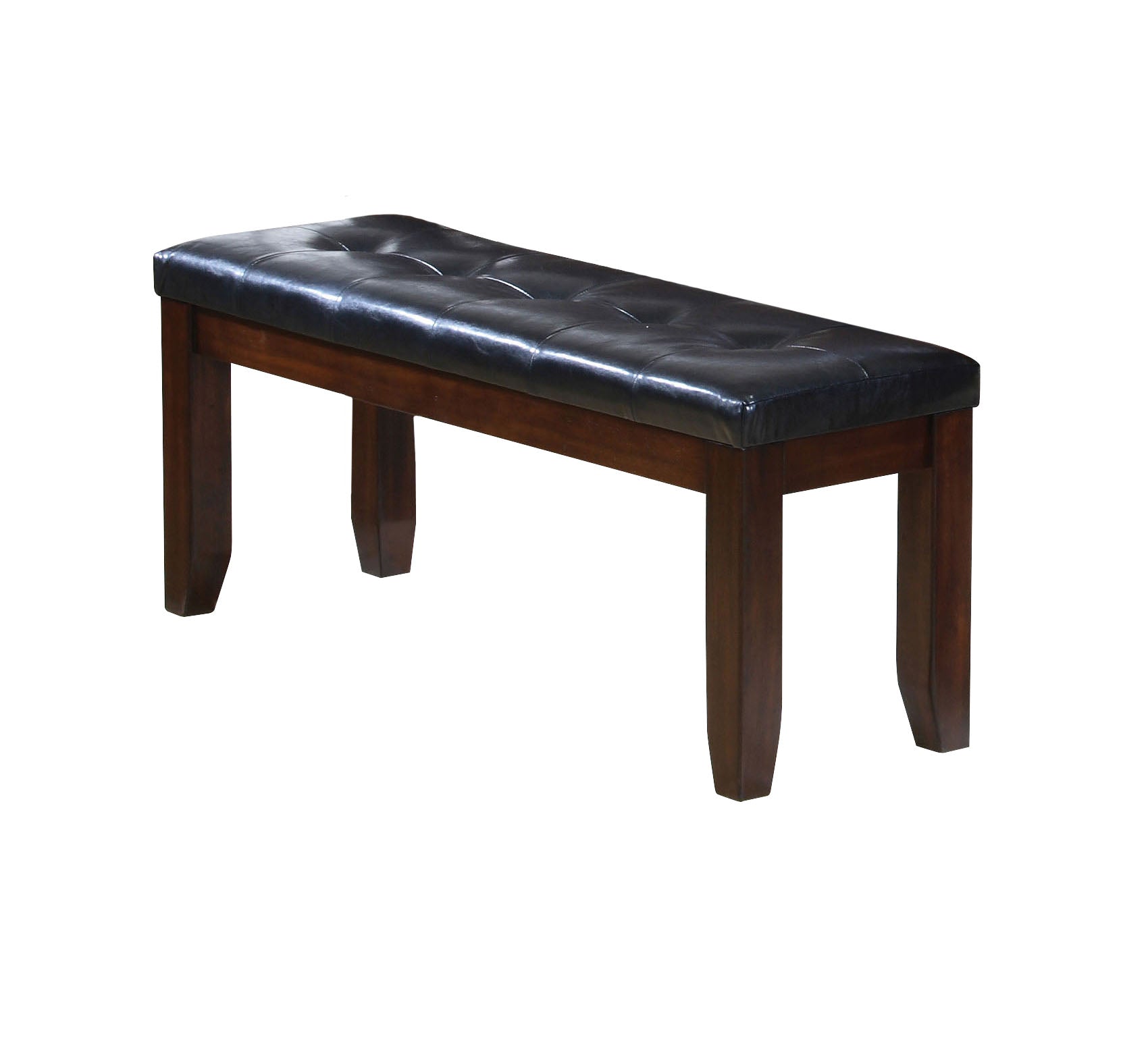 48" Black and Espresso Faux Leather and Wood Upholstered Bench - GreatEagleInc