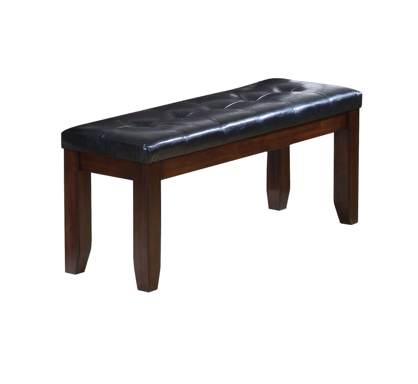 48" Black and Espresso Faux Leather and Wood Upholstered Bench - GreatEagleInc