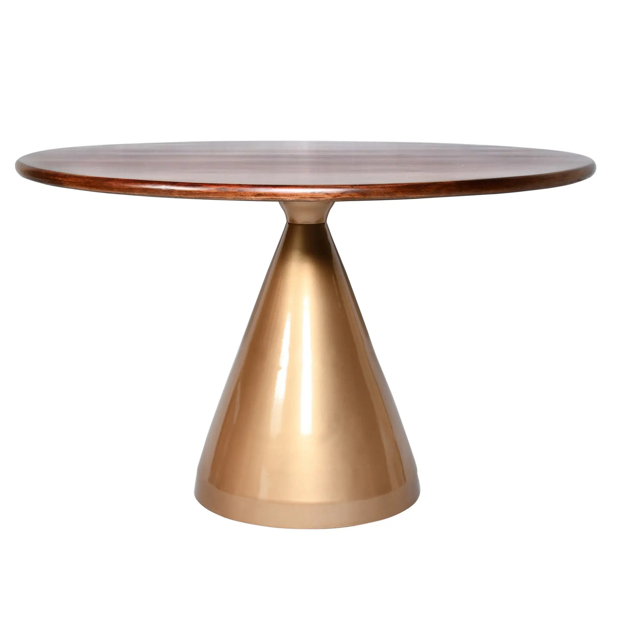 48" Brown And Gold Rounded Solid Wood And Iron Pedestal Base Dining Table Homeroots Kitchen & Dining