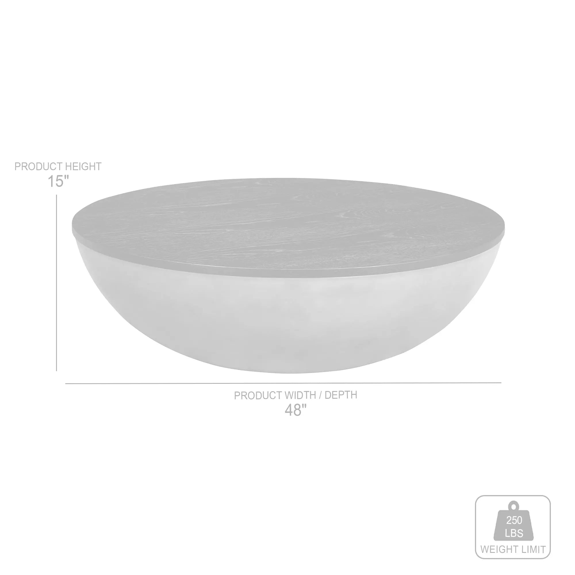 48" Brown And Gray Solid Wood And Concrete Round Coffee Table Homeroots Living Room