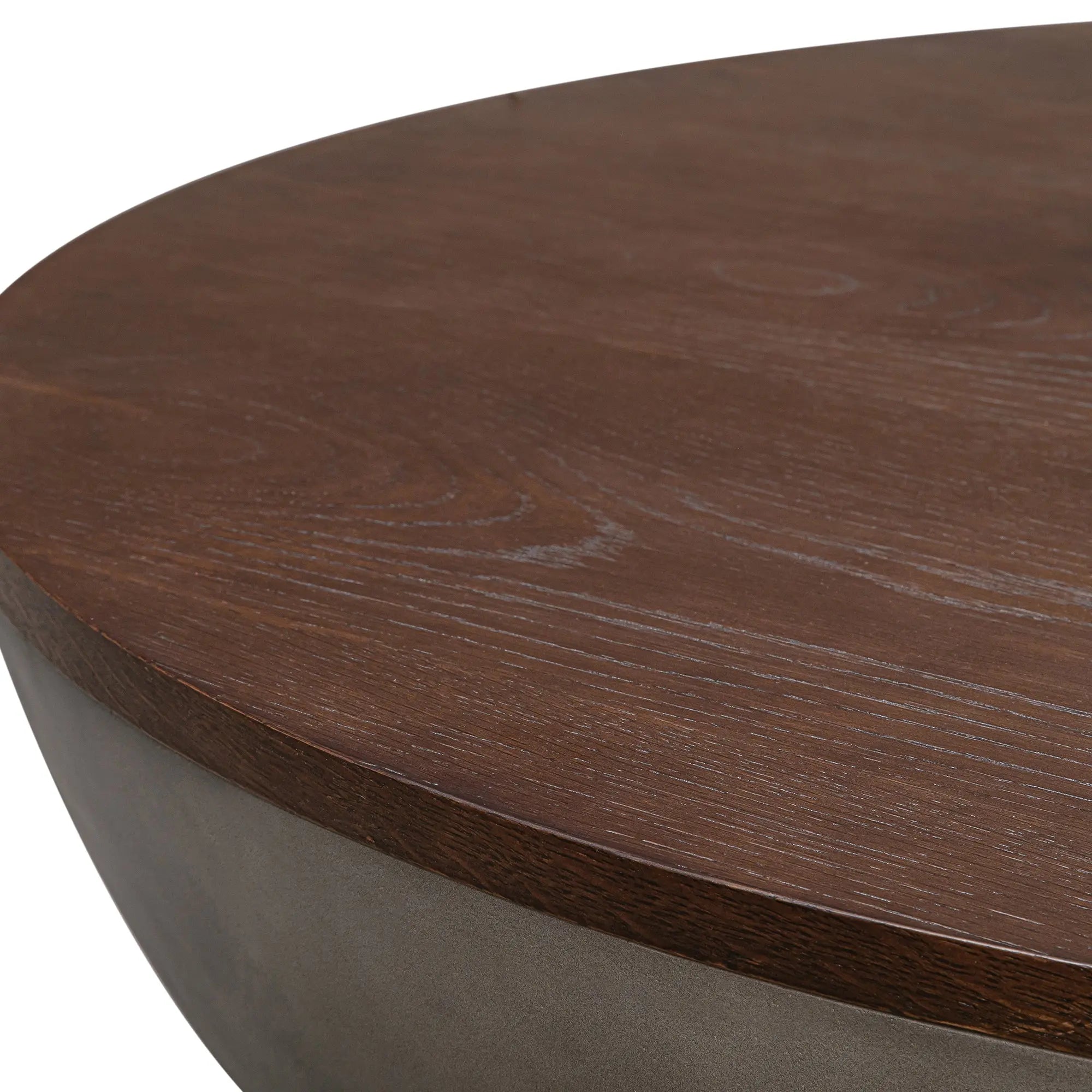 48" Brown And Gray Solid Wood And Concrete Round Coffee Table Homeroots Living Room