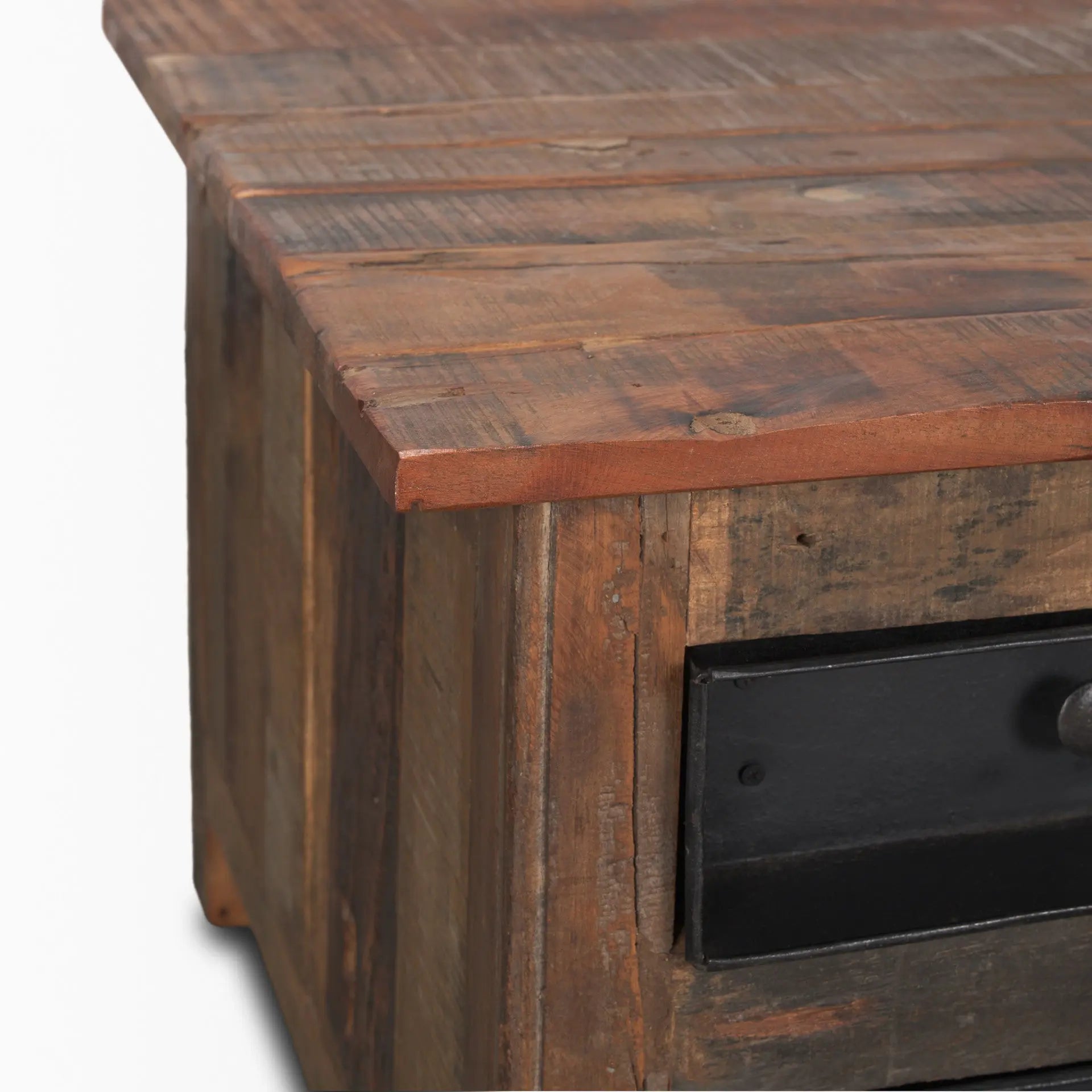 48" Brown Reclaimed Wood and Solid Wood Coffee Table With 12 Homeroots Living Room