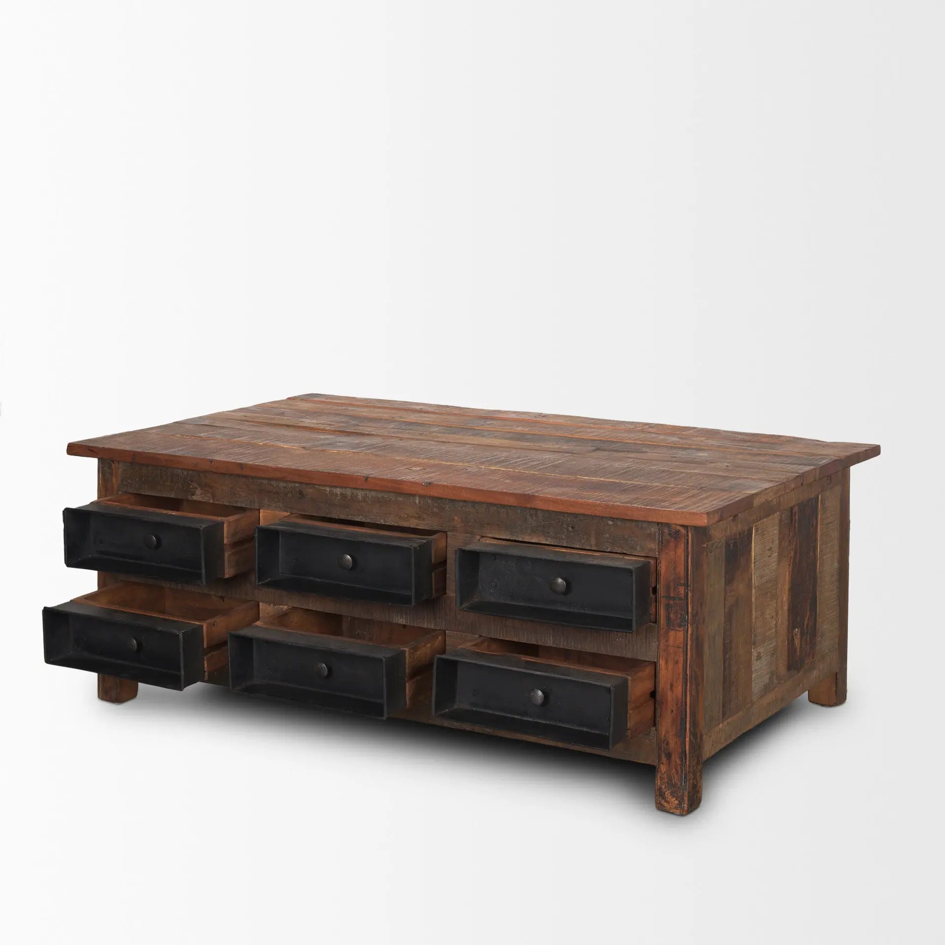48" Brown Reclaimed Wood and Solid Wood Coffee Table With 12 Homeroots Living Room