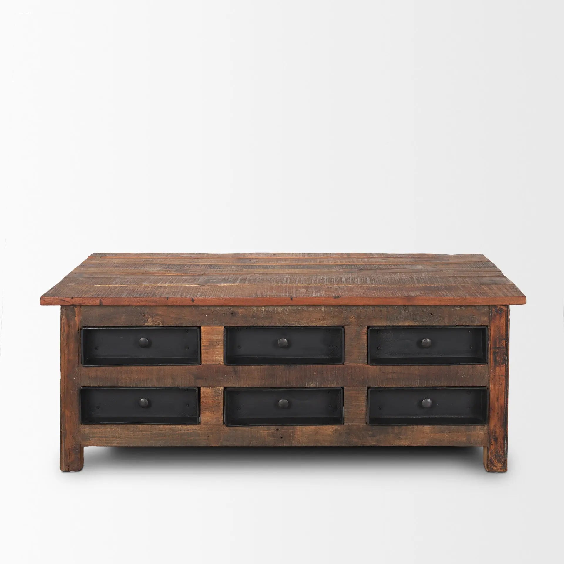 48" Brown Reclaimed Wood and Solid Wood Coffee Table With 12 Homeroots Living Room