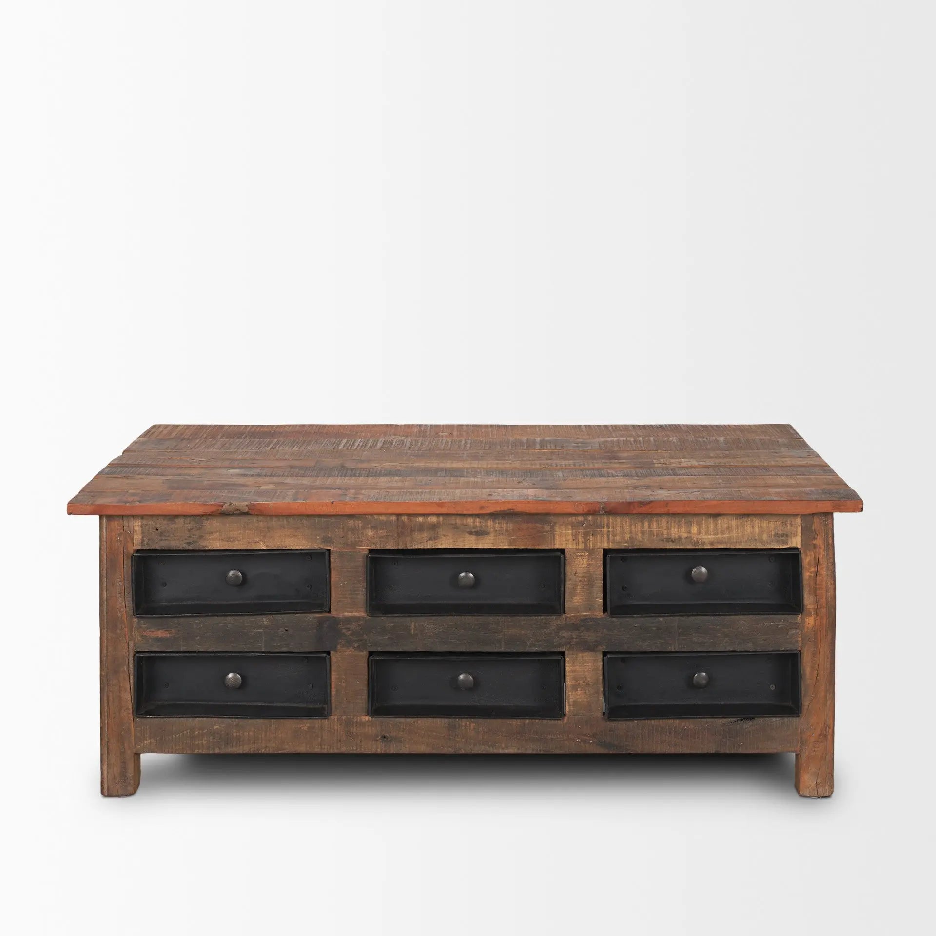 48" Brown Reclaimed Wood and Solid Wood Coffee Table With 12 Homeroots Living Room