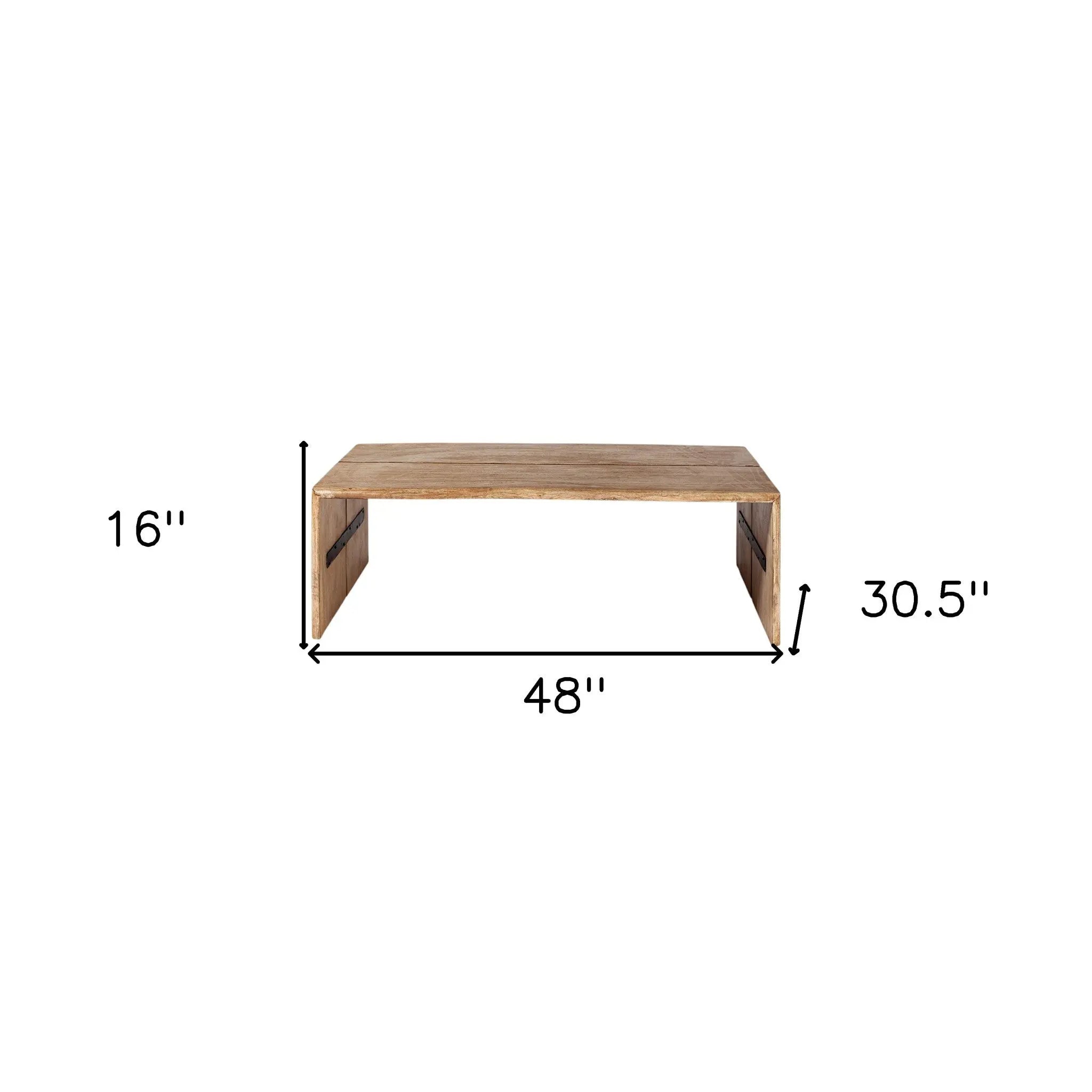 48" Brown Solid Wood Coffee Table Homeroots Living Room