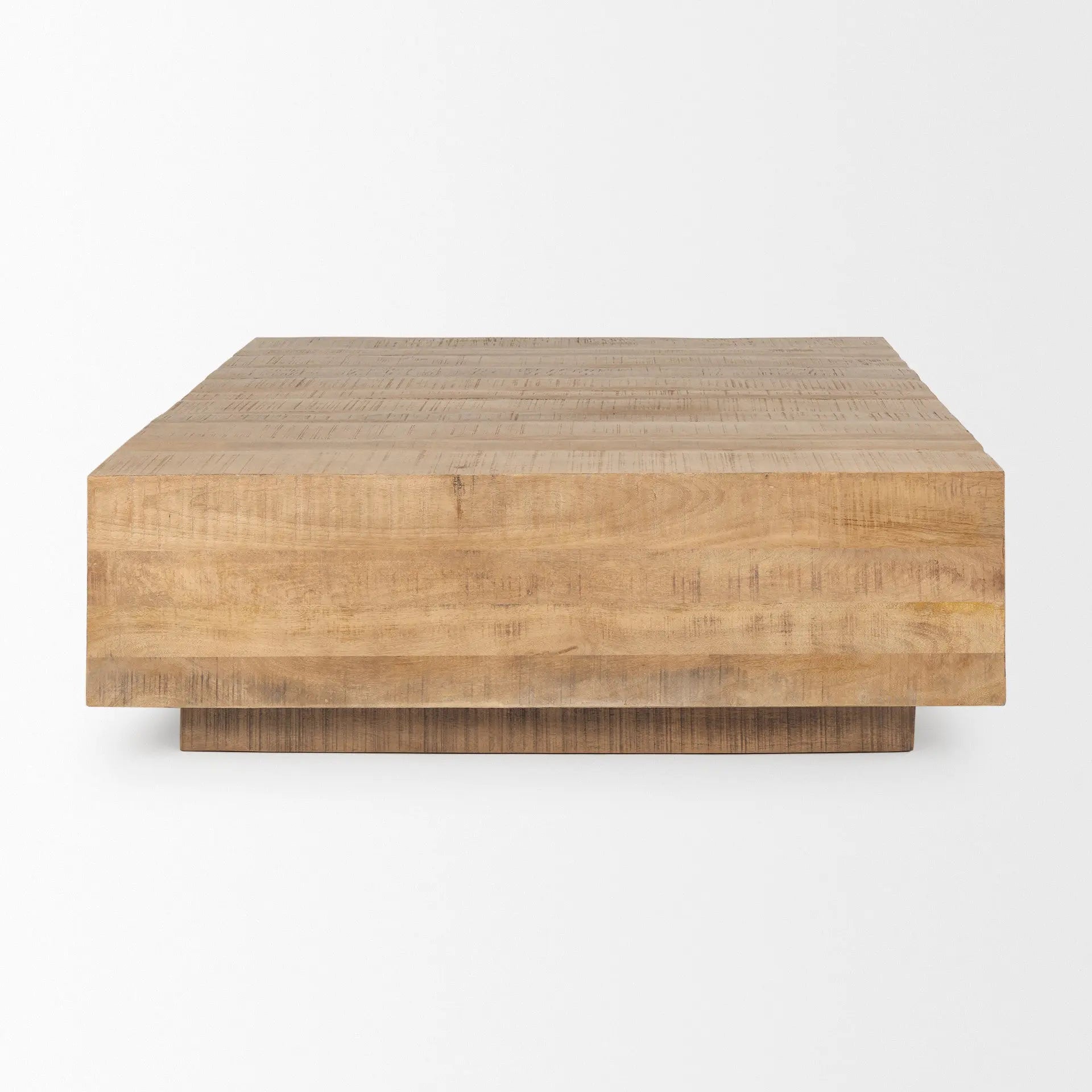 48" Brown Solid Wood Square Block Coffee Table Homeroots Living Room