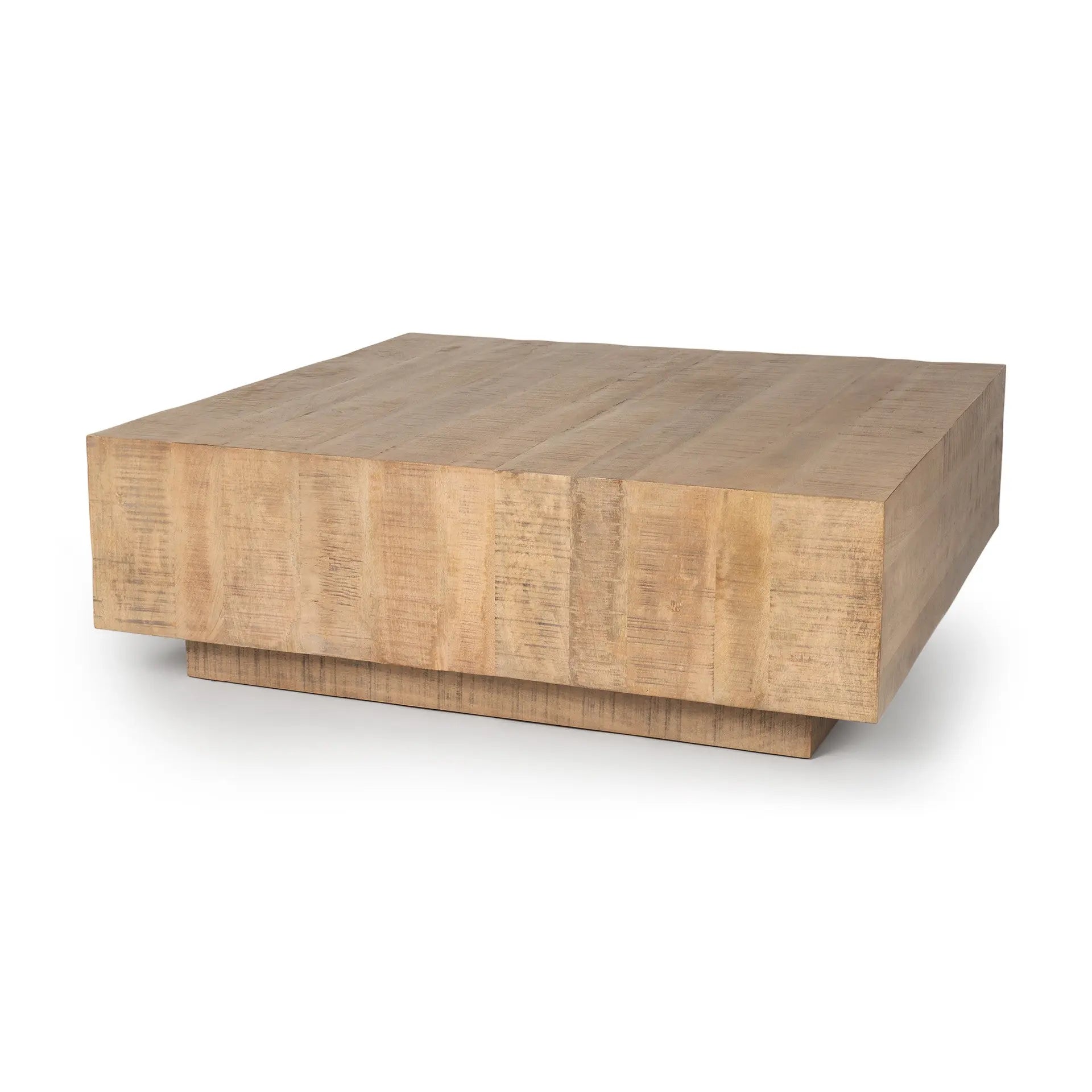 48" Brown Solid Wood Square Block Coffee Table Homeroots Living Room