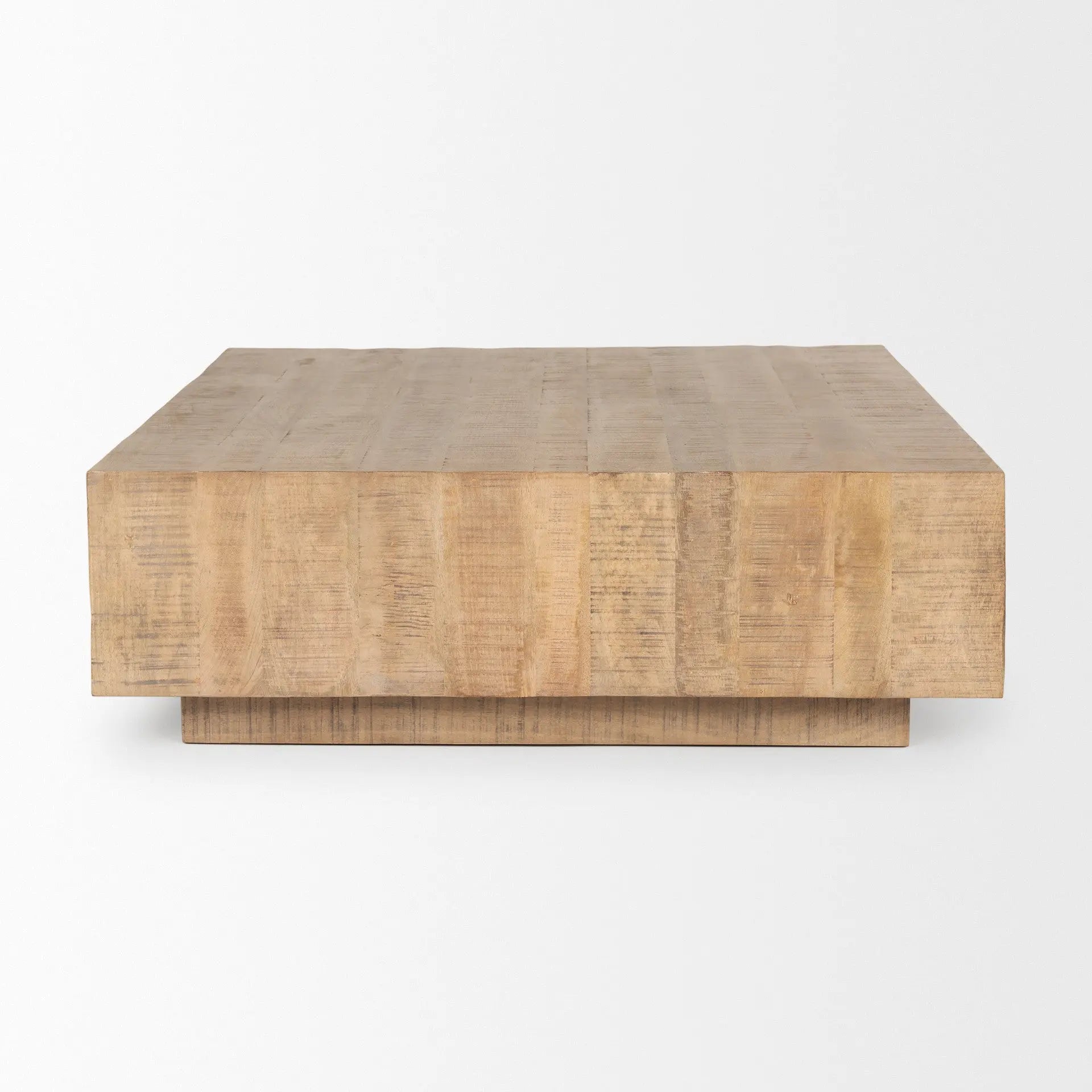 48" Brown Solid Wood Square Block Coffee Table Homeroots Living Room