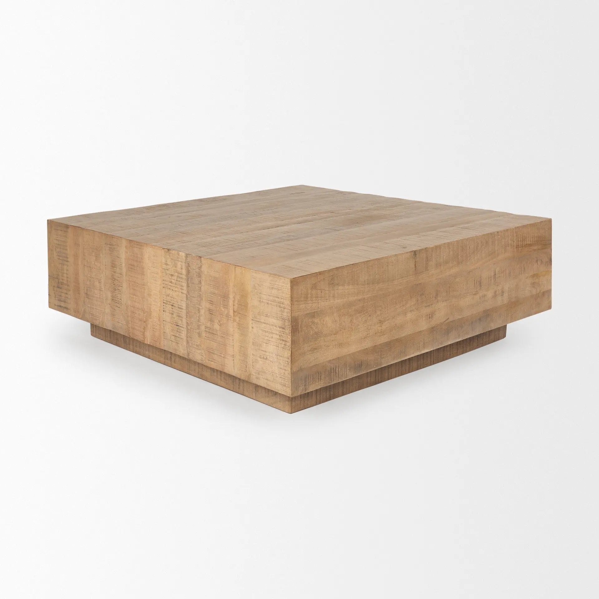 48" Brown Solid Wood Square Block Coffee Table Homeroots Living Room
