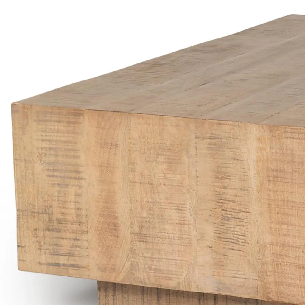 48" Brown Solid Wood Square Block Coffee Table Homeroots Living Room