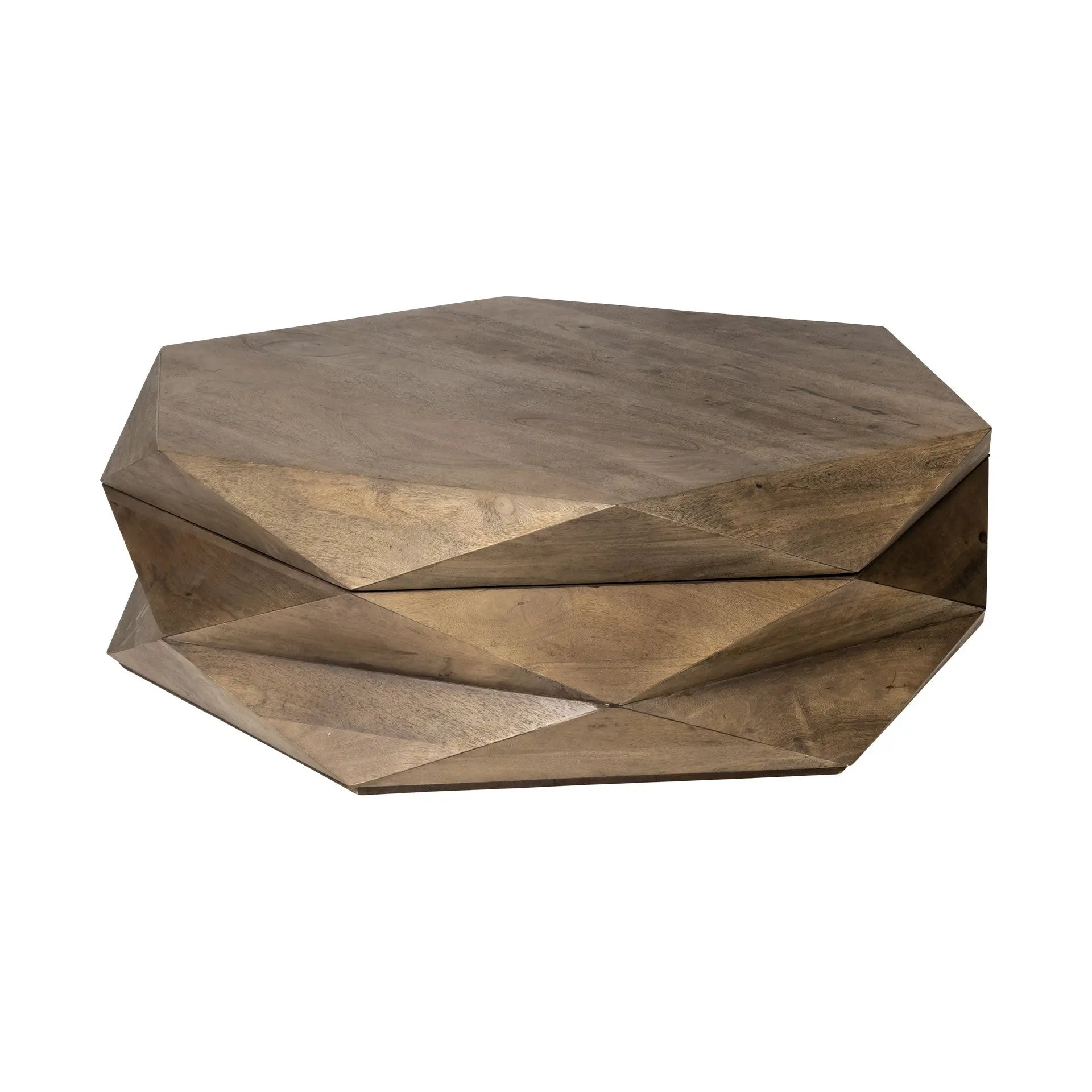 48" Brown Wood Hexagon Coffee Table Homeroots Living Room