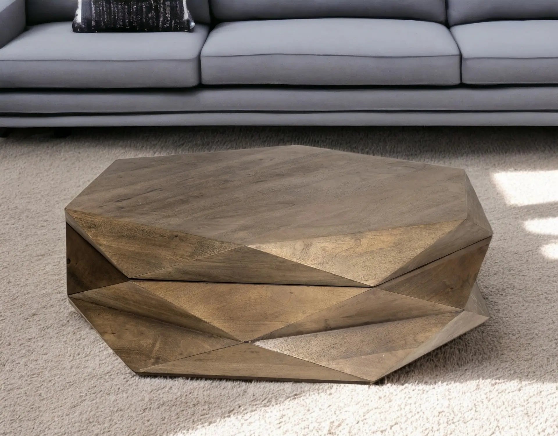 48" Brown Wood Hexagon Coffee Table Homeroots Living Room