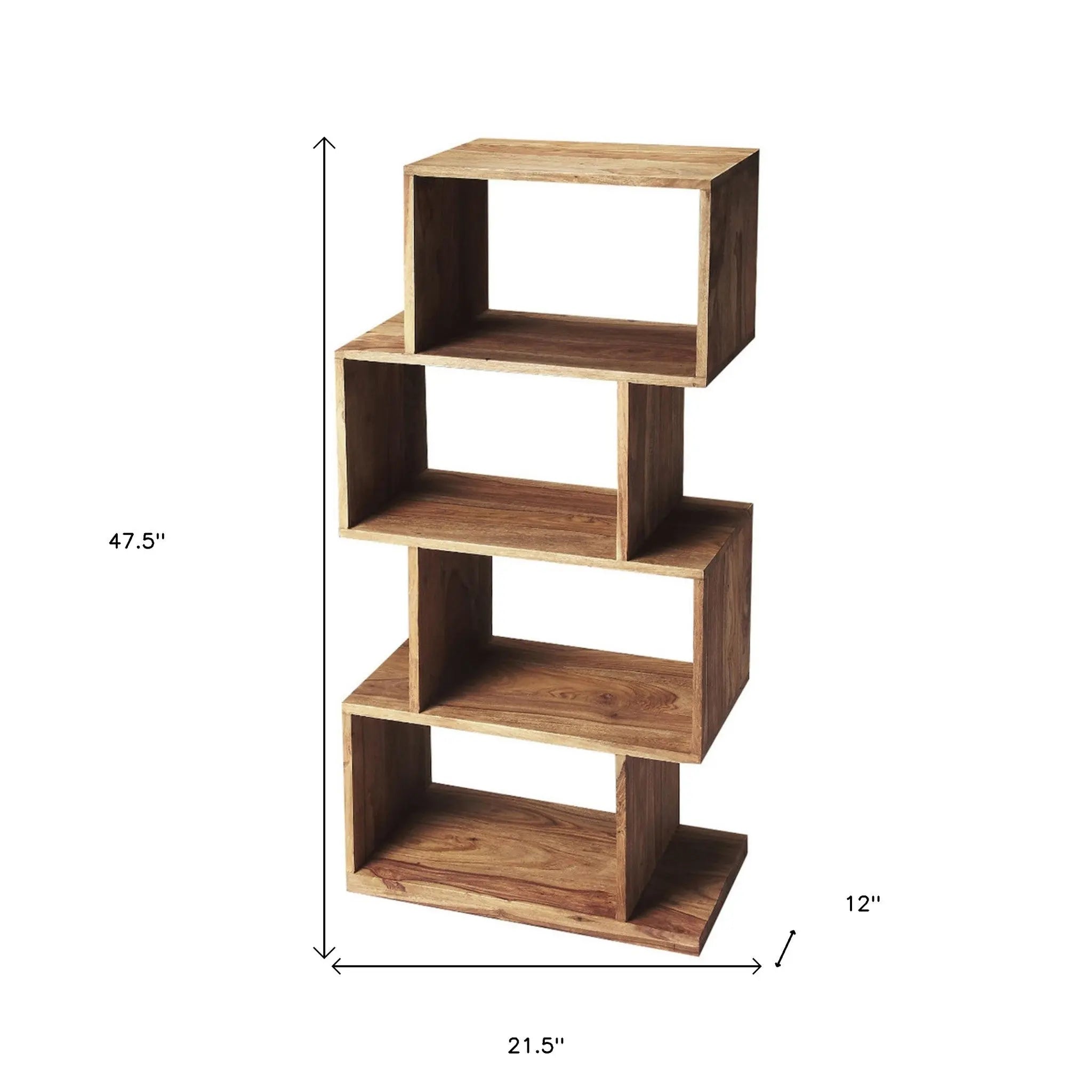 48" Brown Wood Three Tier Bookcase Homeroots Office
