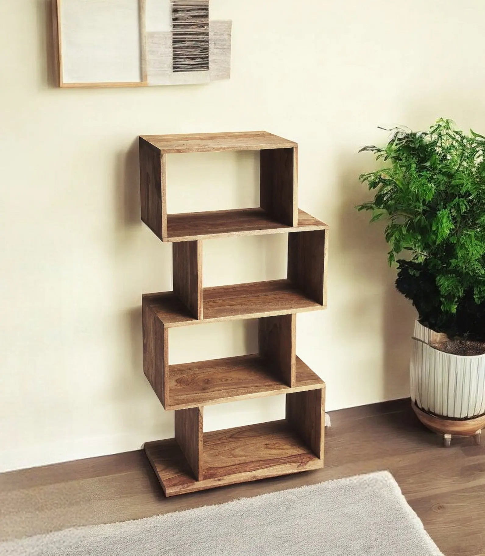 48" Brown Wood Three Tier Bookcase Homeroots Office