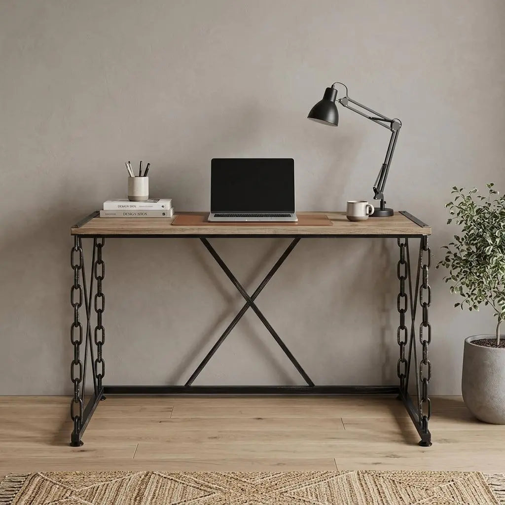 48" Brown and Black Computer Desk Homeroots Office