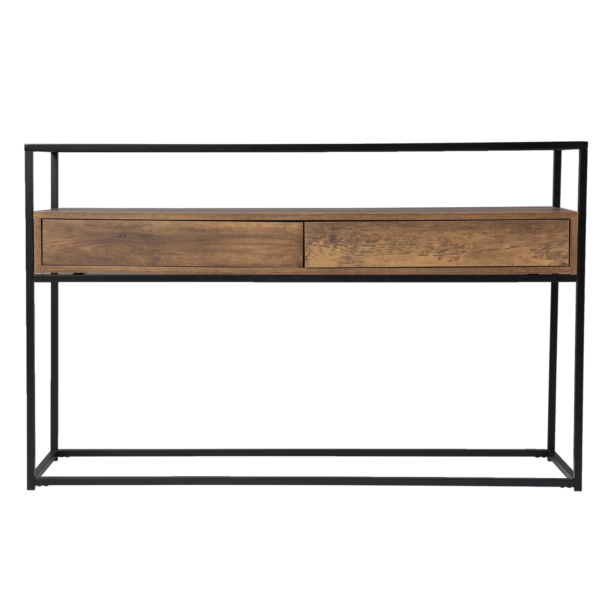 48" Clear and Black Glass Frame Console Table With Storage With Storage Homeroots Living Room