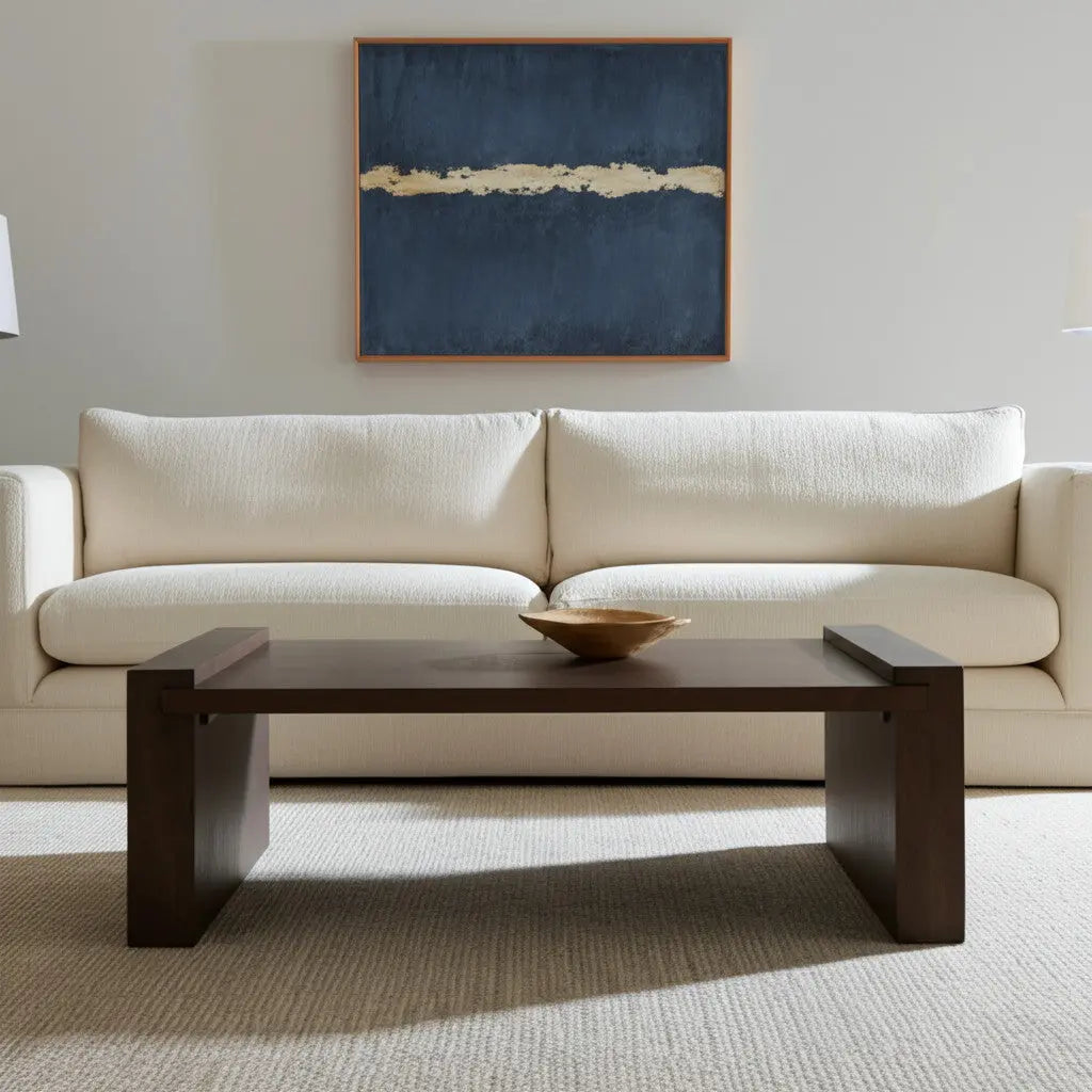 48" Dark Brown Solid Wood Sled Coffee Table Homeroots Living Room