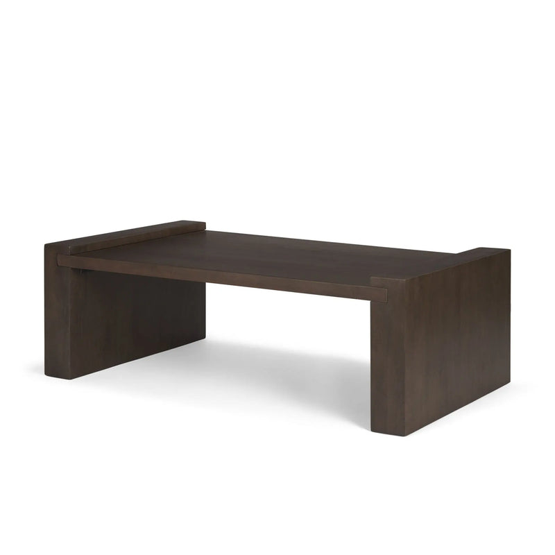 48" Dark Brown Solid Wood Sled Coffee Table Homeroots Living Room