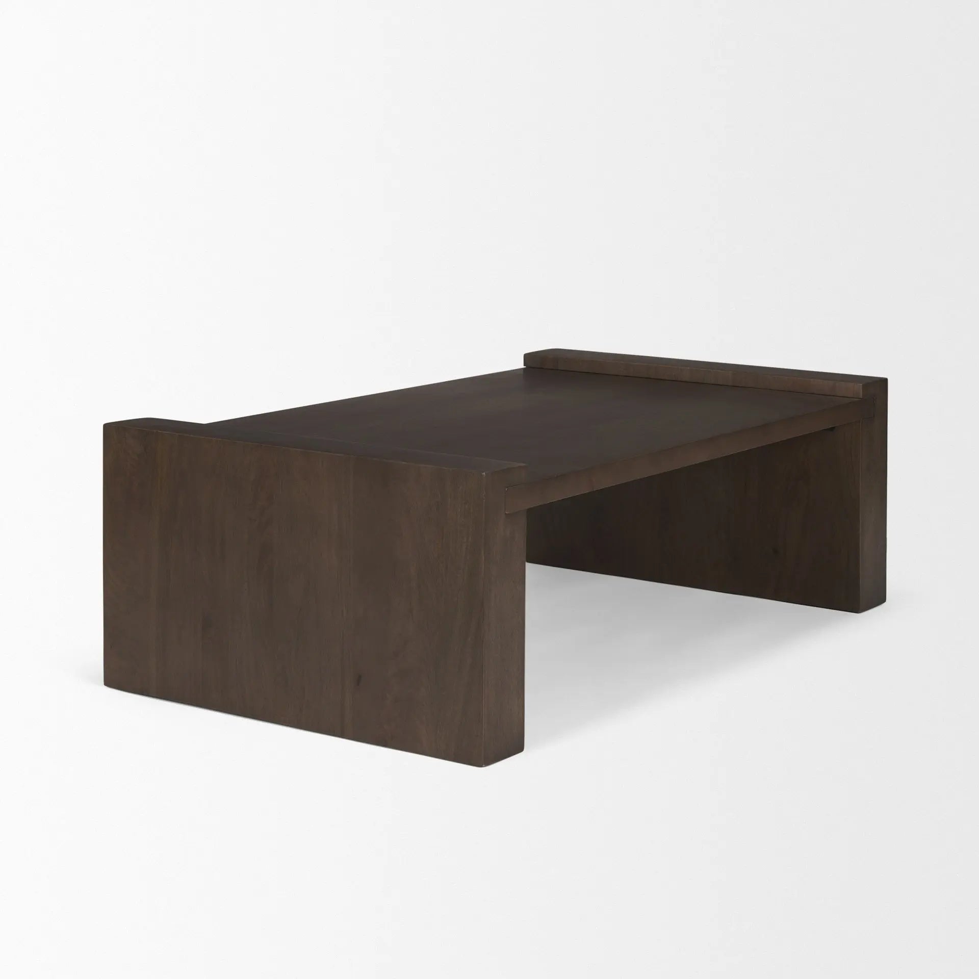 48" Dark Brown Solid Wood Sled Coffee Table Homeroots Living Room