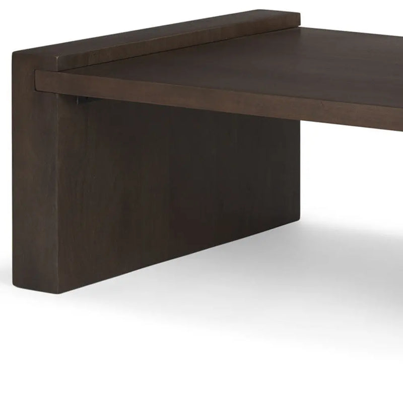 48" Dark Brown Solid Wood Sled Coffee Table Homeroots Living Room