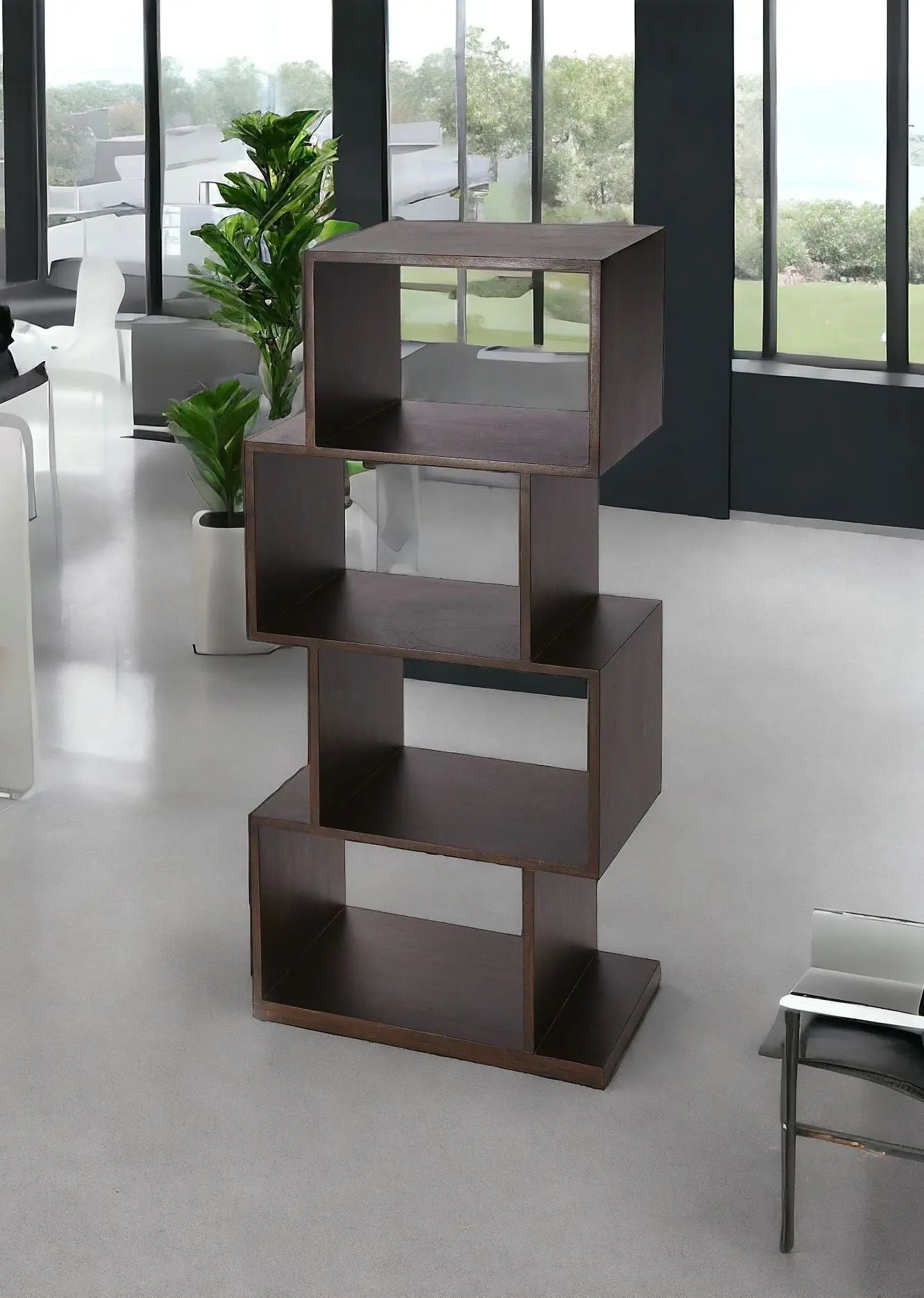 48" Dark Brown Wood Three Tier Bookcase Homeroots Office