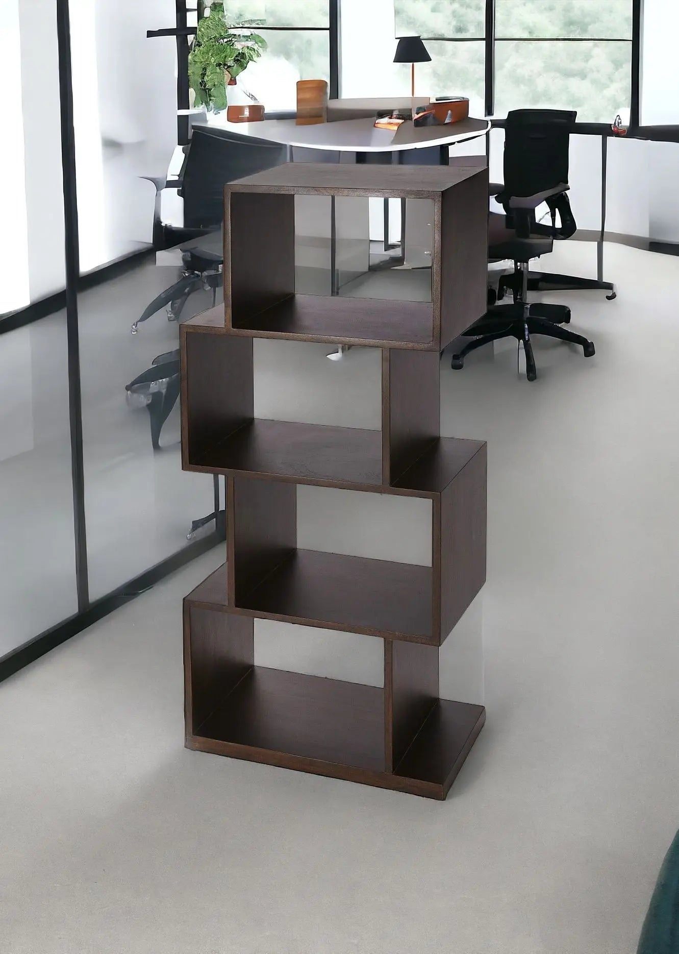 48" Dark Brown Wood Three Tier Bookcase Homeroots Office