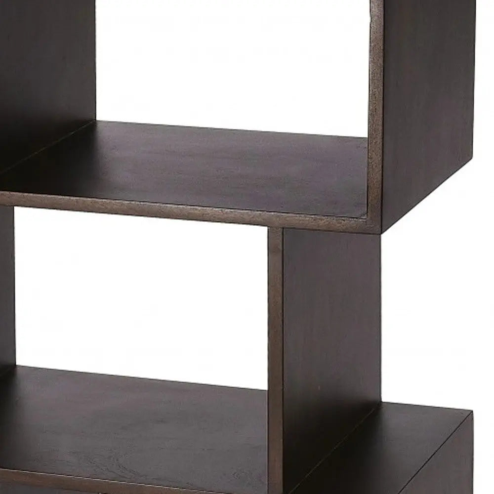 48" Dark Brown Wood Three Tier Bookcase Homeroots Office