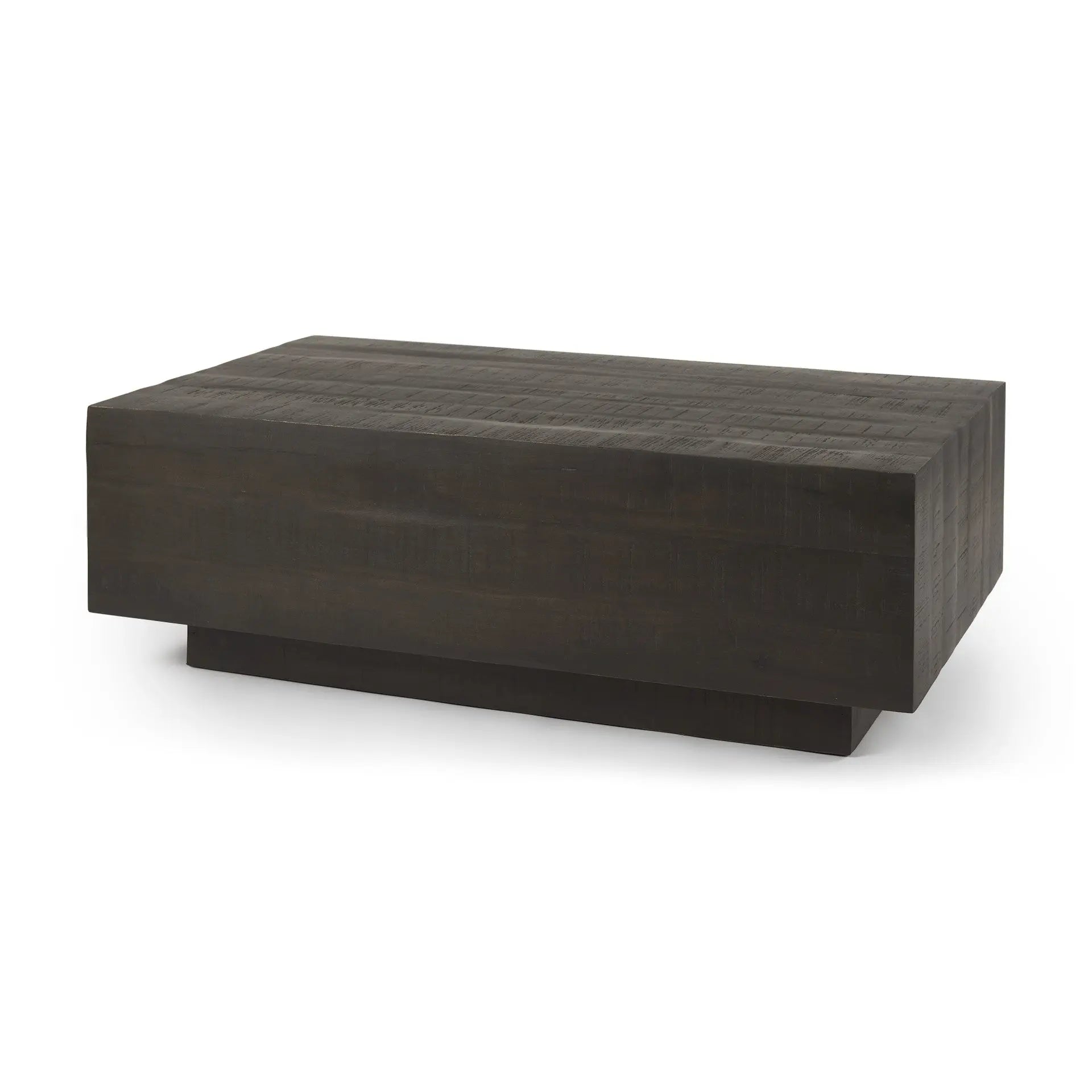 48" Dark Brown and Brown Solid Wood Block Coffee Table Homeroots Living Room
