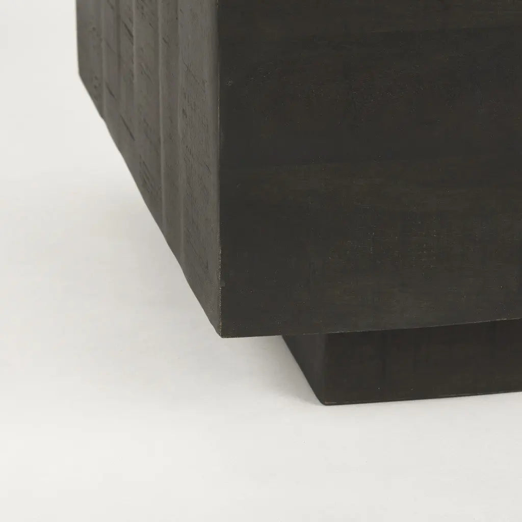 48" Dark Brown and Brown Solid Wood Block Coffee Table Homeroots Living Room