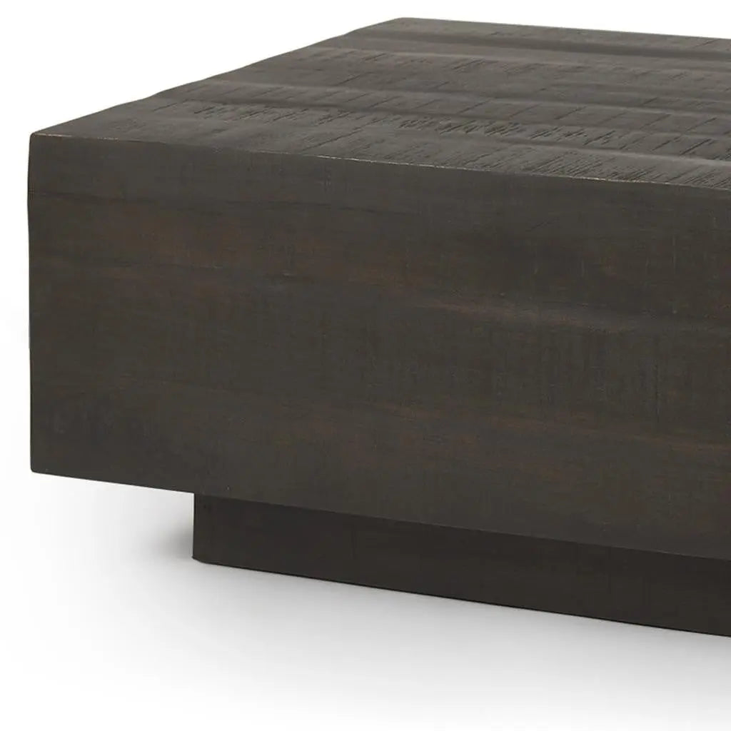 48" Dark Brown and Brown Solid Wood Block Coffee Table Homeroots Living Room