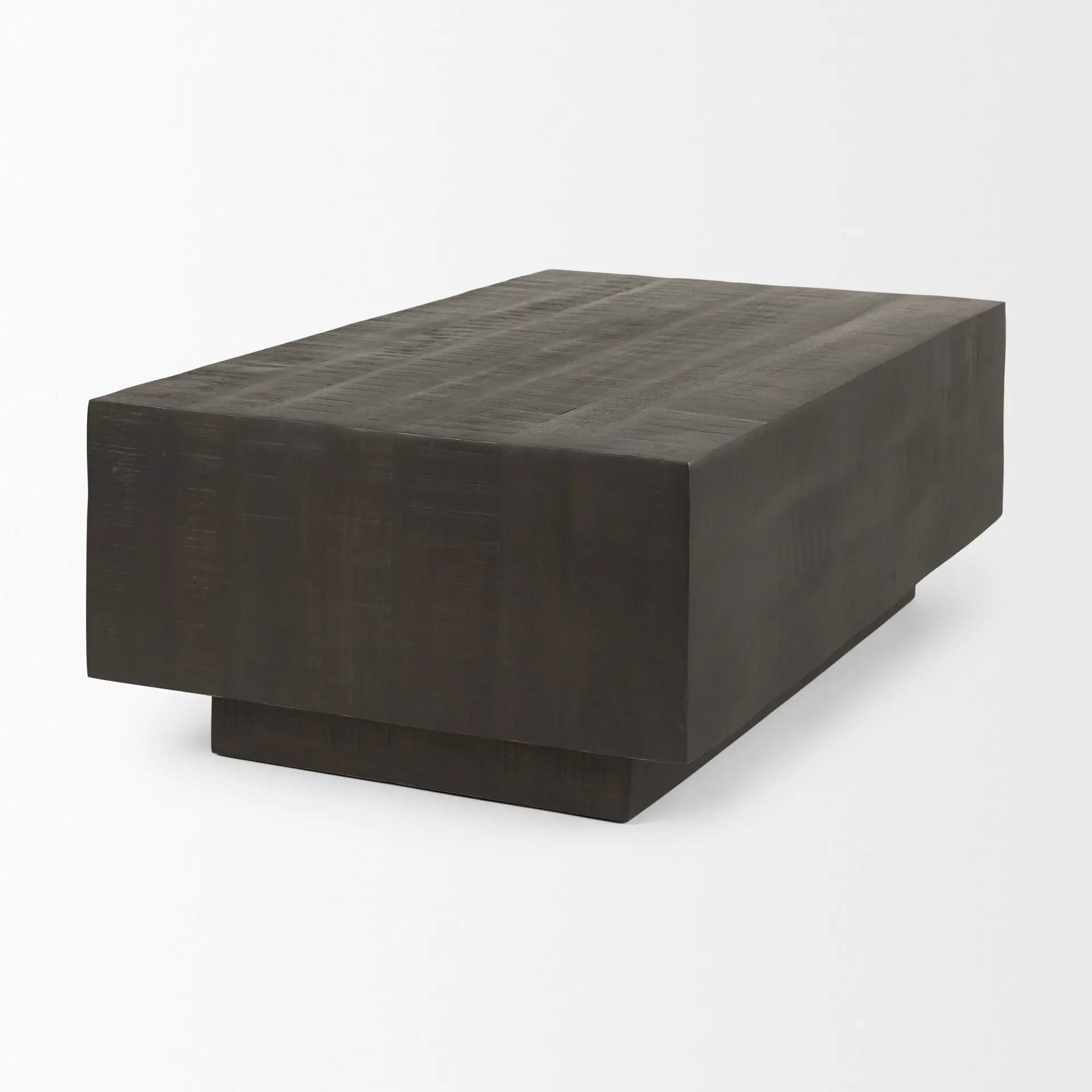 48" Dark Brown and Brown Solid Wood Block Coffee Table Homeroots Living Room