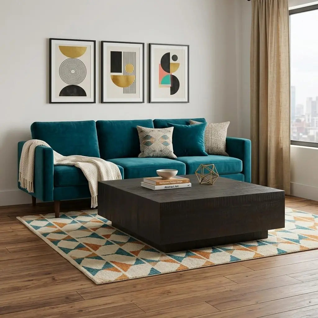 48" Dark Brown and Brown Solid Wood Square Frame Coffee Table Homeroots Living Room