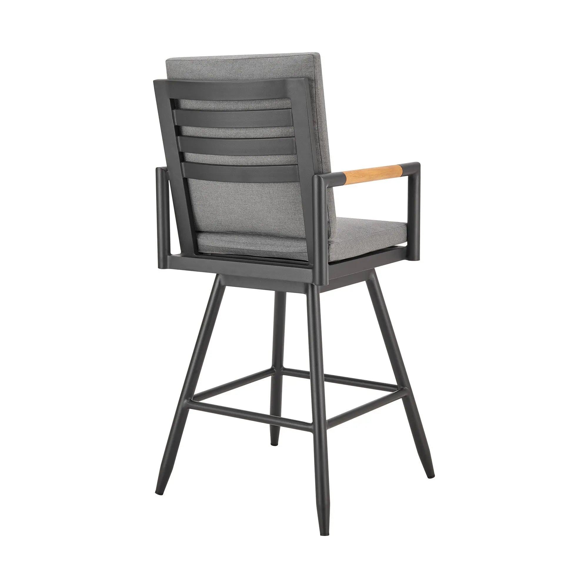48" Dark Gray Metal Swivel Outdoor Bar Height chair with Footrest Homeroots Outdoor
