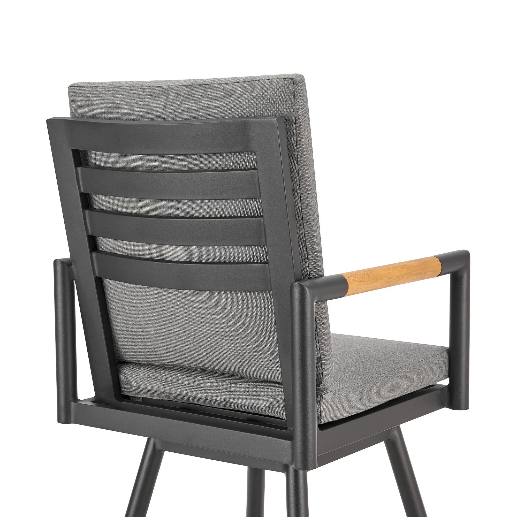 48" Dark Gray Metal Swivel Outdoor Bar Height chair with Footrest Homeroots Outdoor