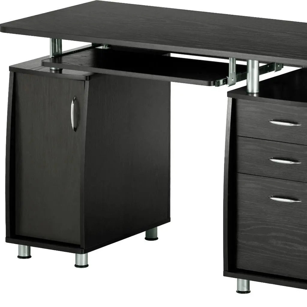 48" Espresso Wood Computer Desk With Two Drawers Homeroots Office