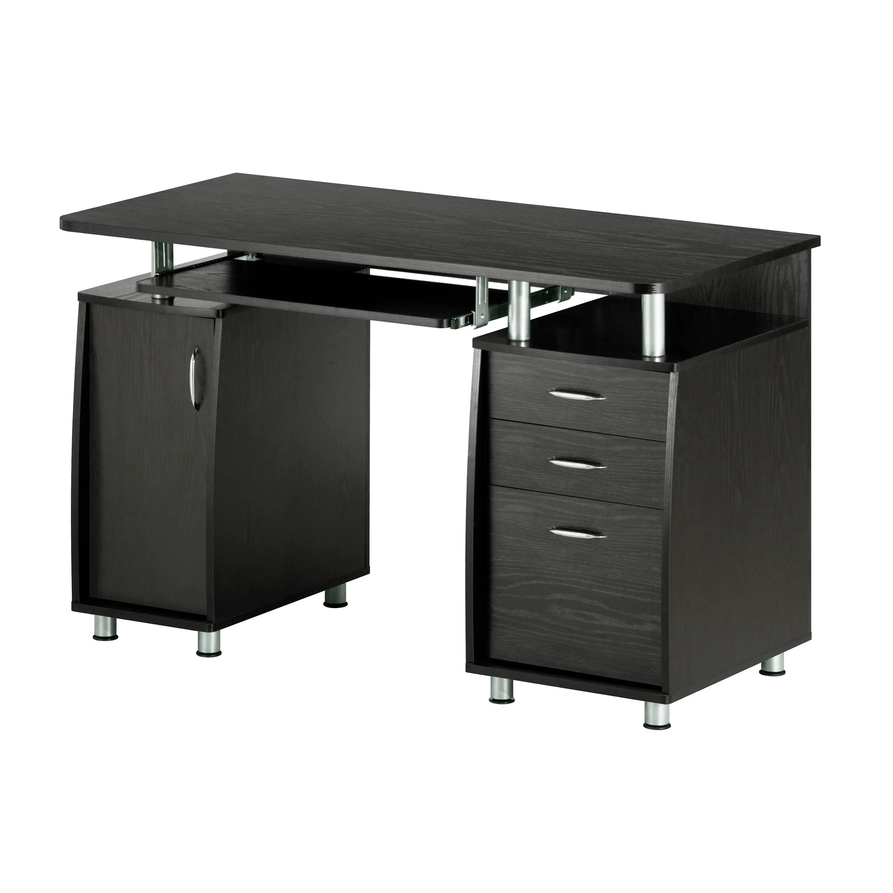 48" Espresso Wood Computer Desk With Two Drawers Homeroots Office