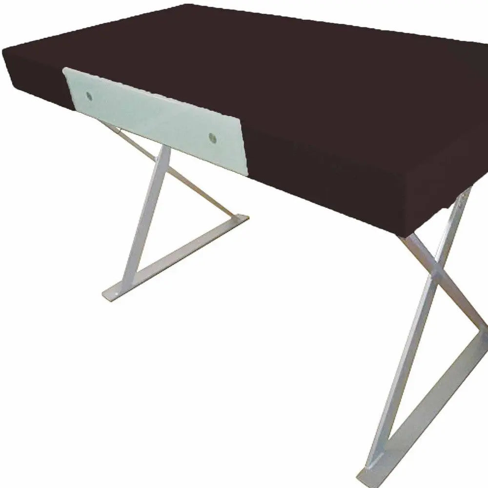 48" Espresso and Silver Wood and Metal Computer Desk Homeroots Office